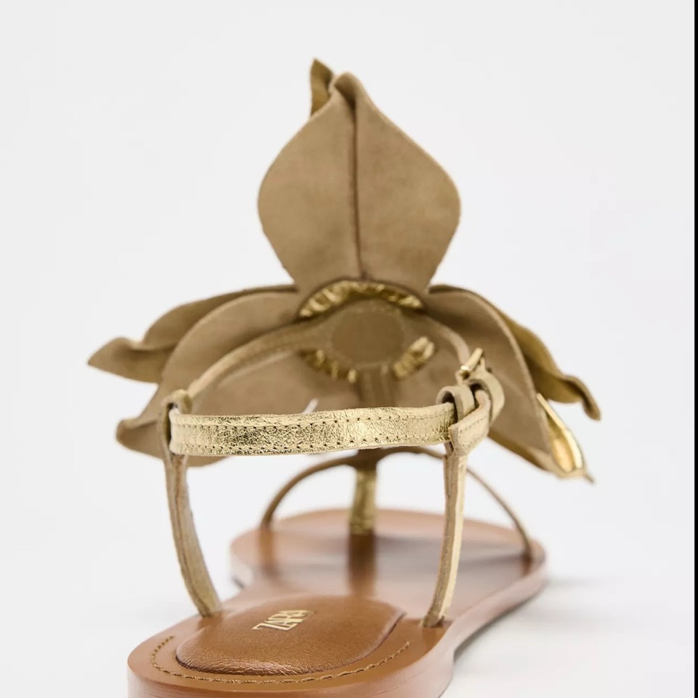 Zara Metallic Gold Women's Sandals BLOGGERES FAVORITE - Picture 7 of 10